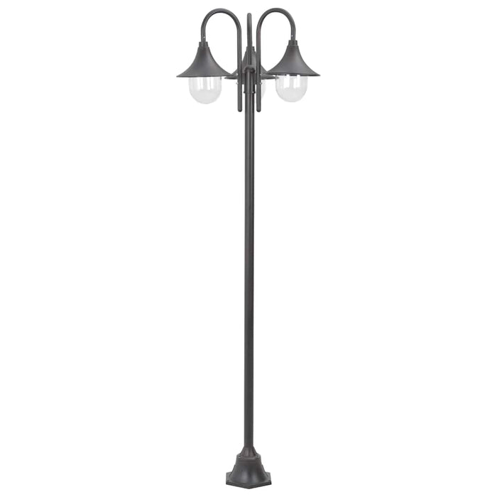 Lampione da Giardino E27 220 cm Alluminio 3 Lampade Bronzo 44207