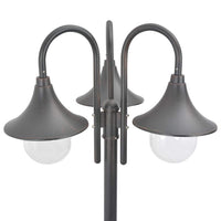 Lampione da Giardino E27 220 cm Alluminio 3 Lampade Bronzo 44207