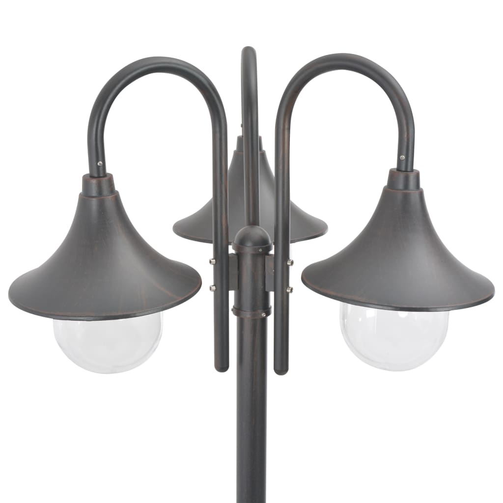 Lampada da giardino E27 220 cm alluminio 3 luci Bronzo marrone 02_0042541