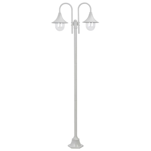 Lampione da giardino E27 220 cm alluminio 2 lanterne bianche 02_0042538