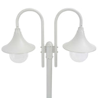 Lampione da Giardino E27 220 cm Alluminio 2 Lampade Bianco 44208