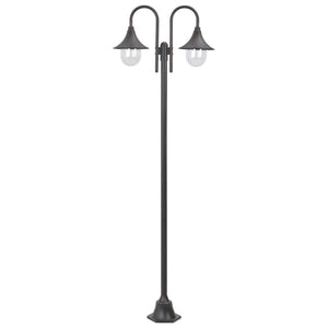 Lampione da Giardino E27 220 cm in Alluminio 2 Lampade Bronzocod mxl 70922