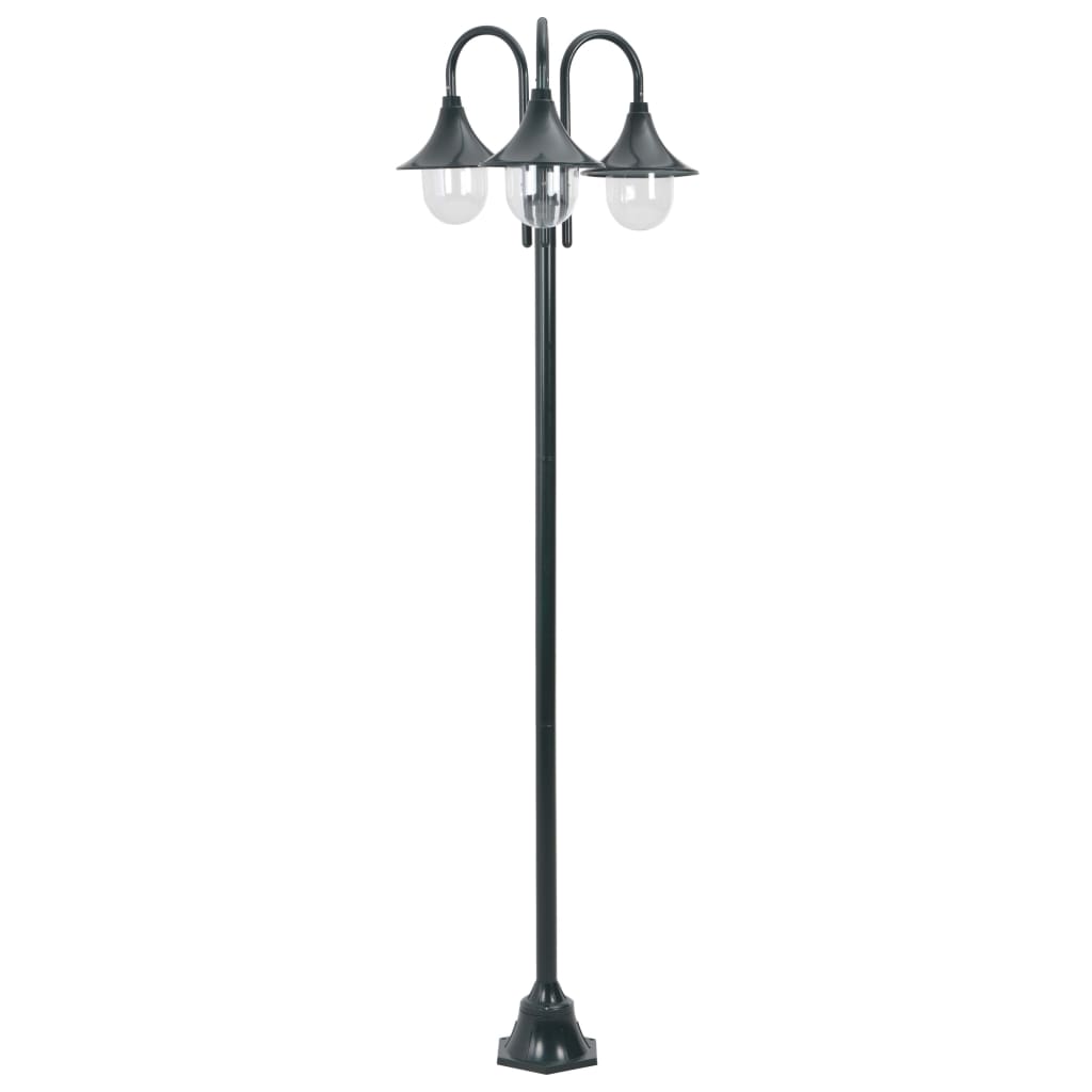 Lampada da giardino E27 220cm alluminio 3 lanterne verde scuro 02_0042543