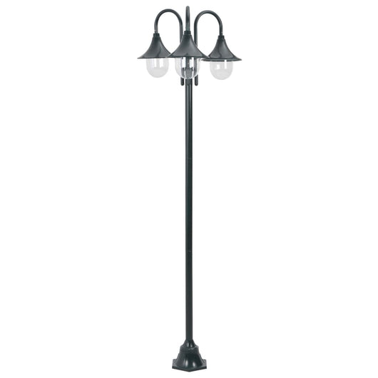 Lampada da giardino E27 220cm alluminio 3 lanterne verde scuro 02_0042543