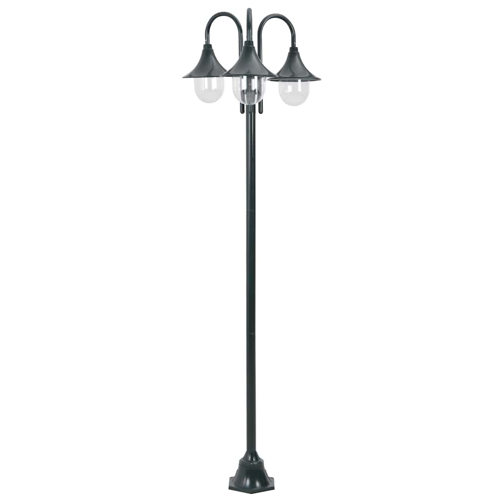 Lampione da Giardino E27 220 cm Alluminio 3 Lampade Verde Scuro cod mxl 72763