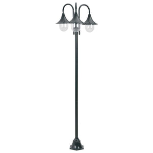 Lampione da Giardino E27 220 cm Alluminio 3 Lampade Verde Scuro cod mxl 72763