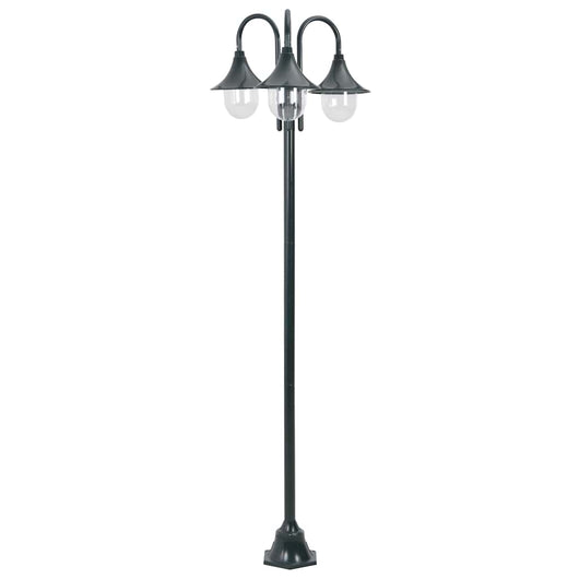 Lampione da Giardino E27 220 cm Alluminio 3 Lampade Verde Scuro cod mxl 72763