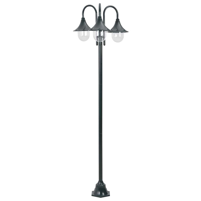 Lampione da Giardino E27 220 cm Alluminio 3 Lampade Verde Scuro cod mxl 72763