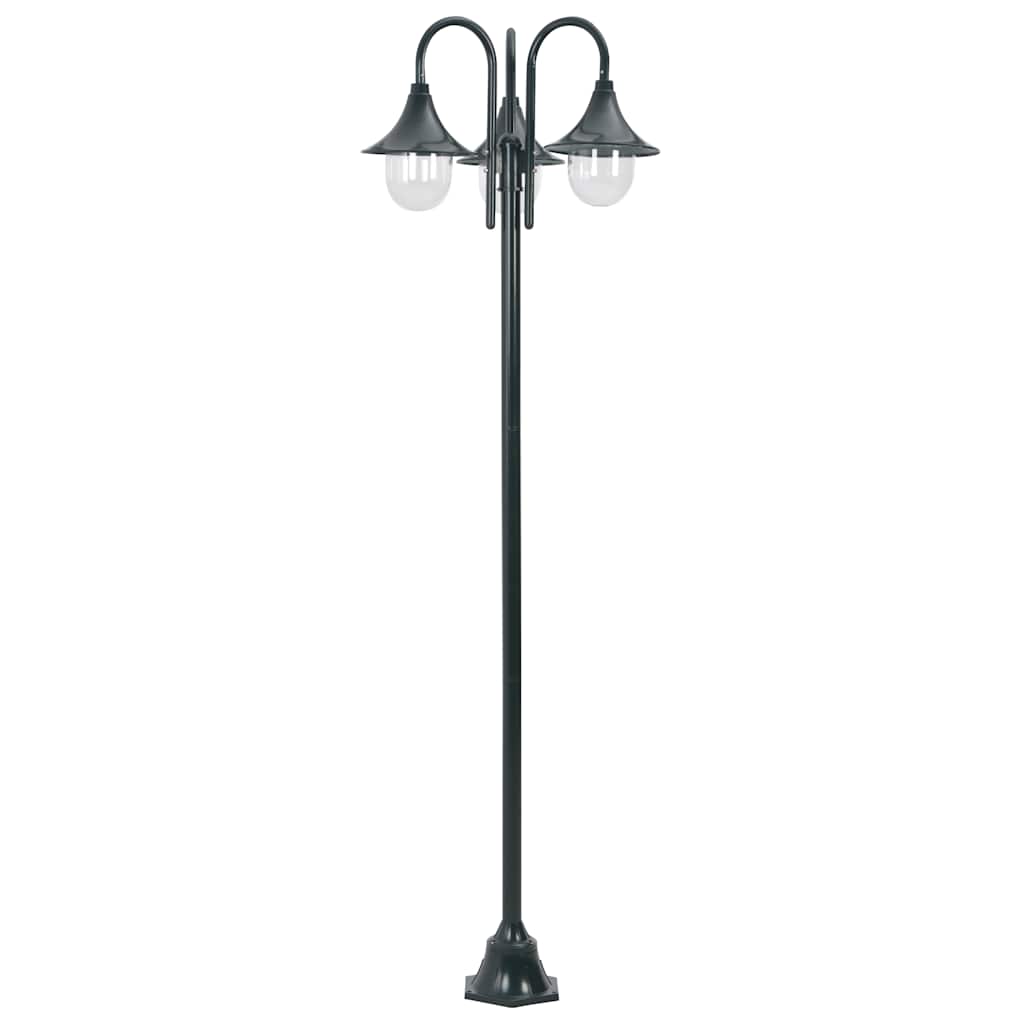 Lampione da Giardino E27 220 cm Alluminio 3 Lampade Verde Scuro cod mxl 72763