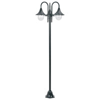 Lampione da Giardino E27 220 cm Alluminio 3 Lampade Verde Scuro 44216