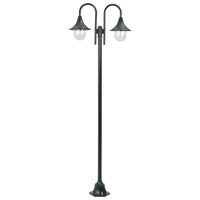 Lampione da Giardino E27 220 cm Alluminio 2 Lampade Verde Scurocod mxl 94942