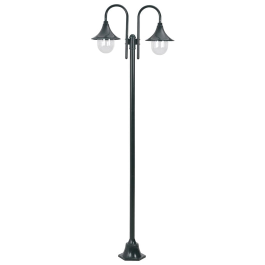 Lampada da giardino E27 220cm alluminio 2 lanterne verde scuro 02_0042542