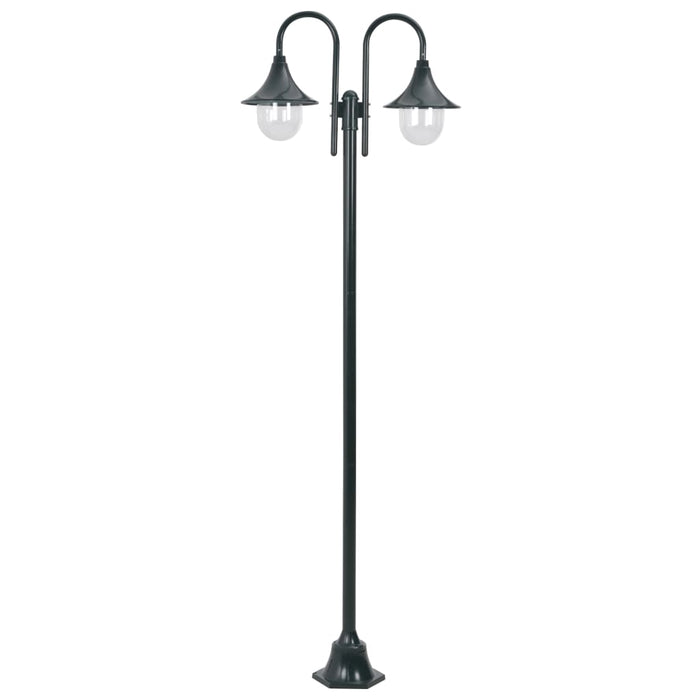 Lampada da giardino E27 220cm alluminio 2 lanterne verde scuro 02_0042542