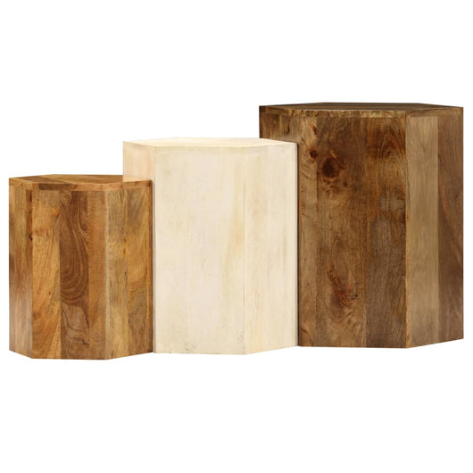 Set Tavolini da Salotto 3 pz in Legno Massello di Mango 246321