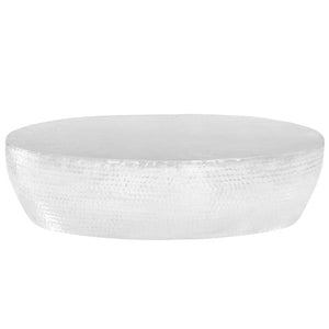Tavolino da Salotto 100x50x28cm Argento in Alluminio Martellato