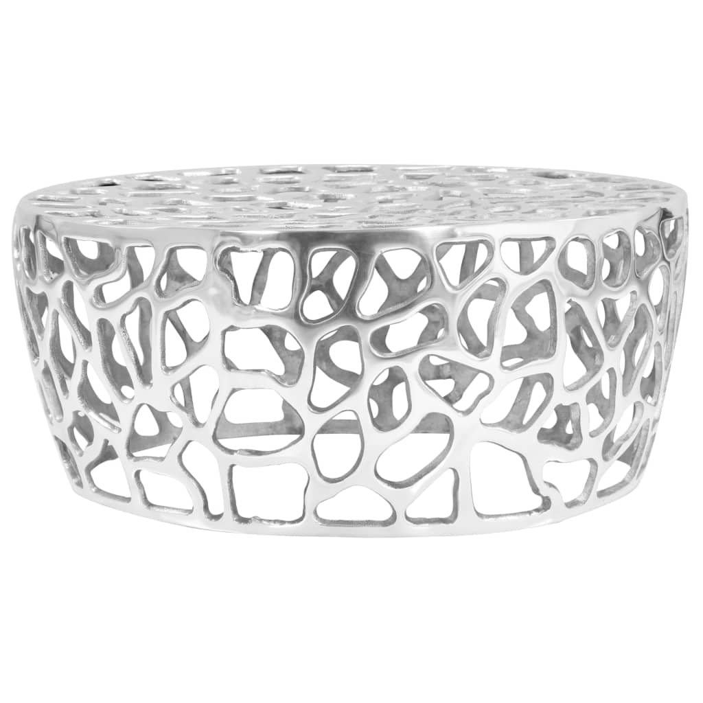 Tavolino da CaffÃ¨ in Alluminio Pressofuso 70x30 cm Argento cod mxl 13513