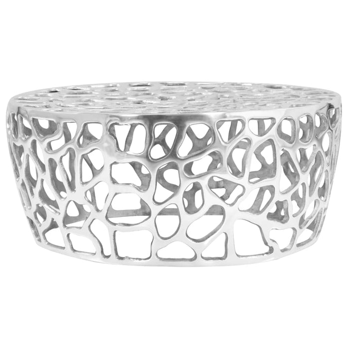 Tavolino da CaffÃ¨ in Alluminio Pressofuso 70x30 cm Argento cod mxl 13513