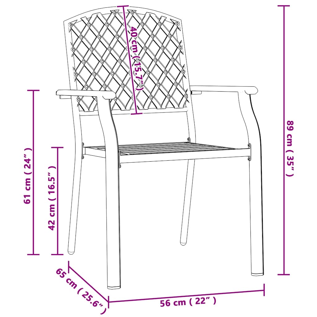 Sedie da Esterno Impilabili 2 pz in Acciaio Antracite 44265