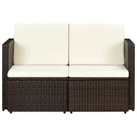 Divano da Giardino a 2 Posti con Cuscini Marrone in Polyrattan 44178