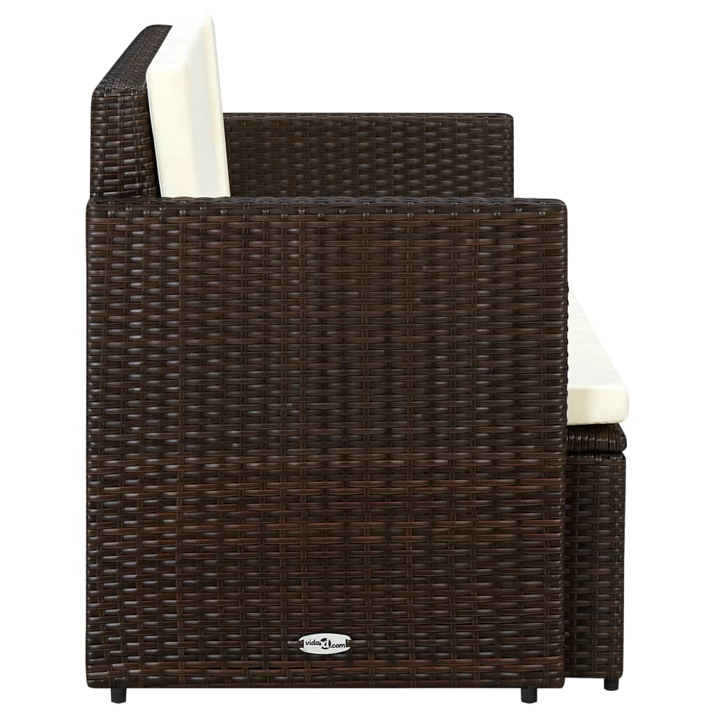 Divano da Giardino a 2 Posti con Cuscini Marrone in Polyrattan 44178