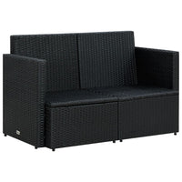 Divano da Giardino a 2 Posti con Cuscini Nero in Polyrattan 44179
