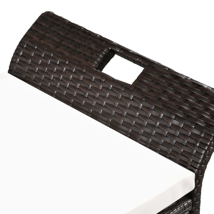 Panca da giardino arredo da esterno terrazza con cuscino 138 cm resina intrecciata marrone 02_0011428