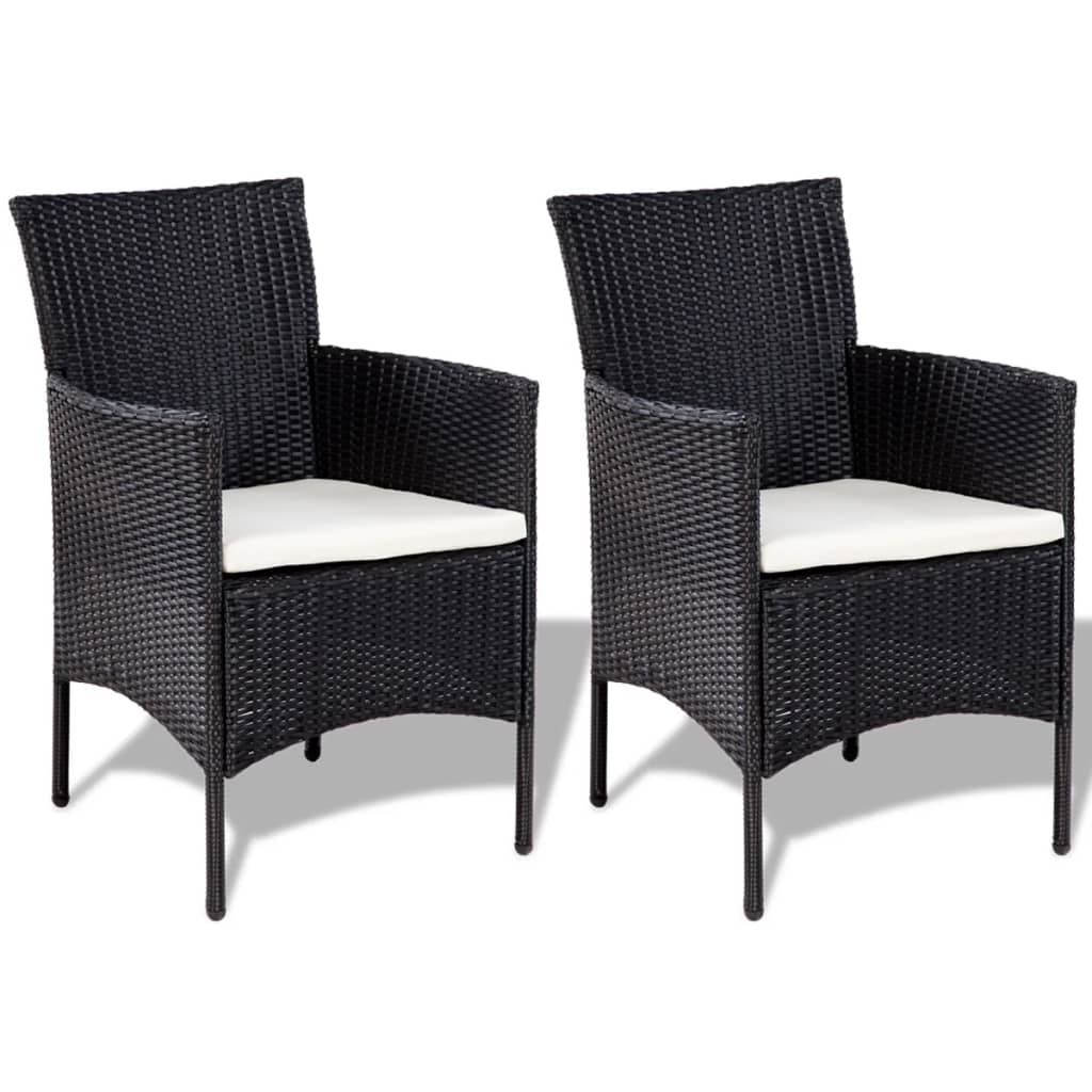 Set Divani da Giardino 4 pz con Cuscini in Polyrattan Nero cod mxl 39502
