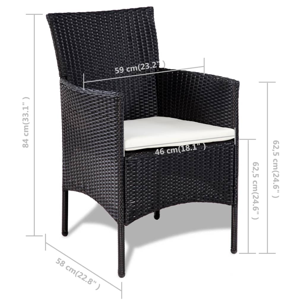 Set Divani da Giardino 4 pz con Cuscini in Polyrattan Nero cod mxl 39502