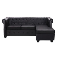 Divano Chesterfield a L in Similpelle Nero 275224