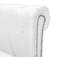 Divano Chersterfield a L in Pelle Sintetica Bianca 275225