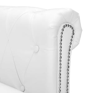 Divano Chersterfield a L in Pelle Sintetica Bianca 275225