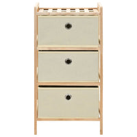 Scaffale con 3 Cesti in Tessuto in Legno di Cedro Beige 246433