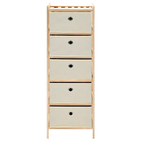 Armadietto in Cedro con 5 Cesti in Tessuto Beige cod mxl 53695