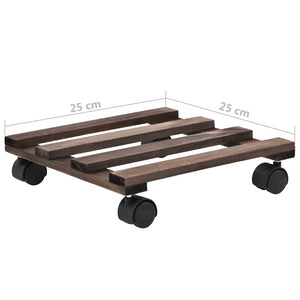 Set di 4 portavasi in legno di cedro con ruote 25 x 25 cm marrone 02_0045189