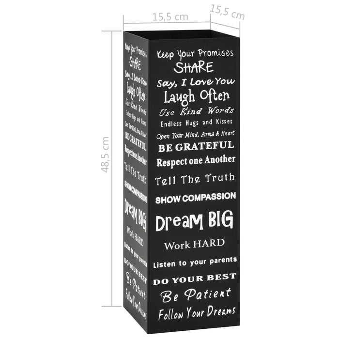 Porta Ombrelli con Scritte in Acciaio Nero 246795