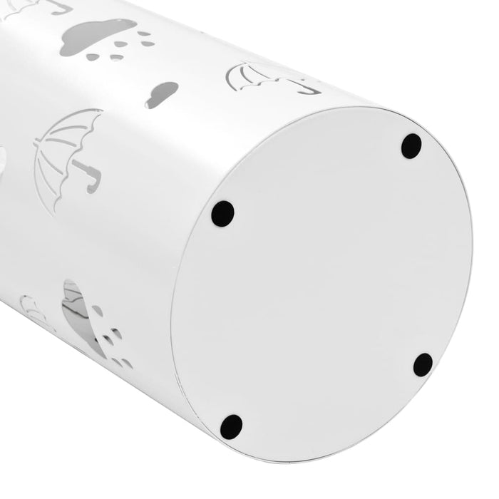 Porta Ombrelli con Motivi a Ombrelli in Acciaio Bianco 246805