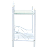 Comodini Set 2 pz Acciaio e Vetro Temperato 45x30,5x60cm Bianco 246729
