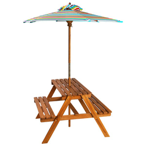 Tavolo Picnic per Bambini con Ombrellone 79x90x60cm in Acacia 43990