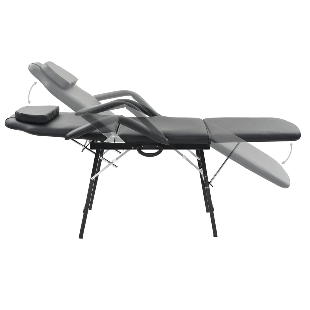 Lettino da Massaggio Portatile in Similpelle 185x78x76 cm Nero cod mxl 53698