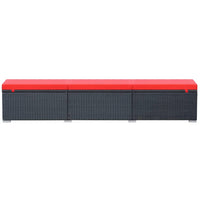 Lettino Prendisole con Cuscino in Polyrattan Nero