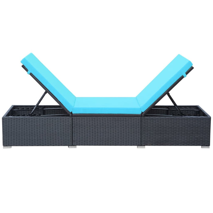 Sdraio sdraio prendisole lettino da giardino terrazza arredo da esterno con cuscino in resina intrecciata nera 02_0012528