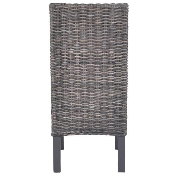 Sedie da Pranzo 2 pz Marroni in Rattan Kubu e Legno di Mogano 246655