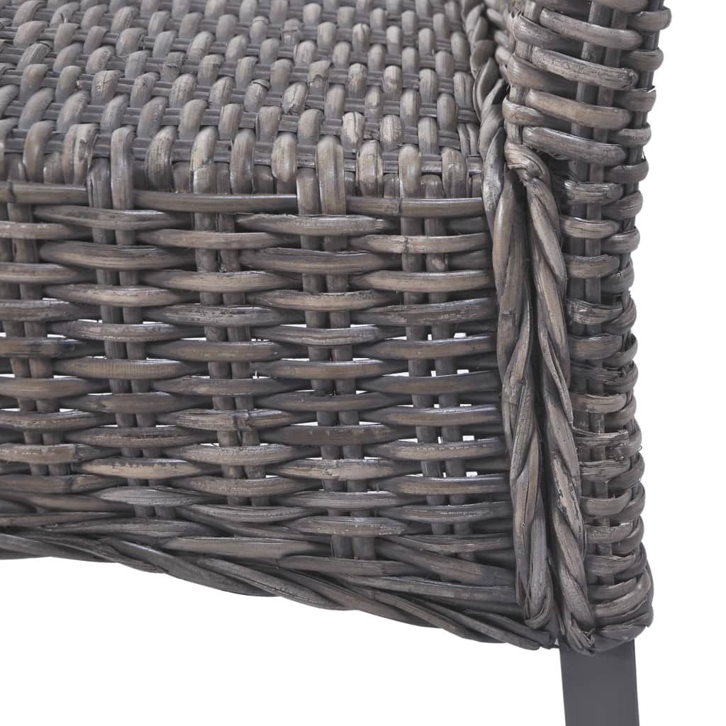 Sedie da Pranzo 2 pz Marroni in Rattan Kubu e Legno di Mogano 246655