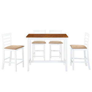 Set Tavolo e Sedie da Bar 5 pz Legno Massello Marrone e Bianco 275234