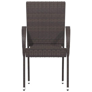 Sedie da Esterno Impilabili 2 pz in Polyrattan Marrone 44237