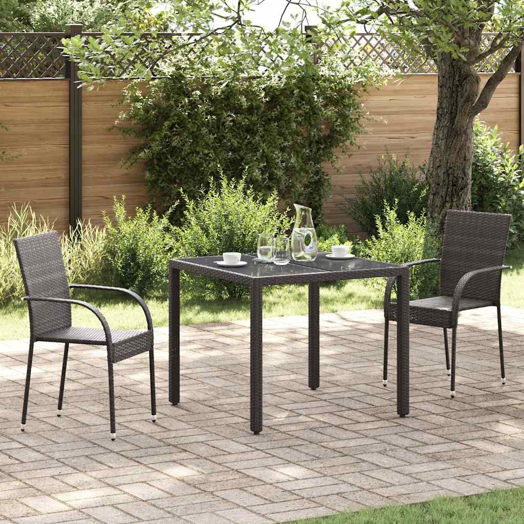 Sedie da Esterno Impilabili 2 pz in Polyrattan Marrone 44237