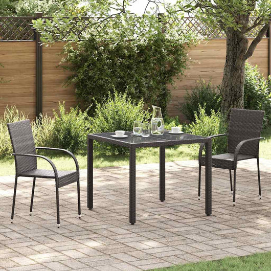 Sedie da Esterno Impilabili 2 pz in Polyrattan Marrone 44237
