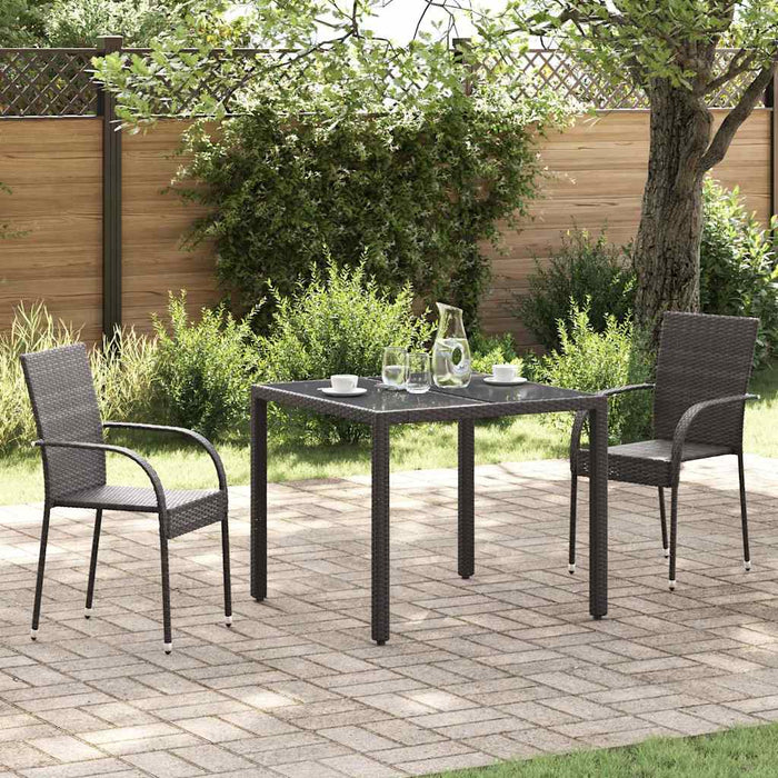 Sedie da Esterno Impilabili 2 pz in Polyrattan Marrone 44237