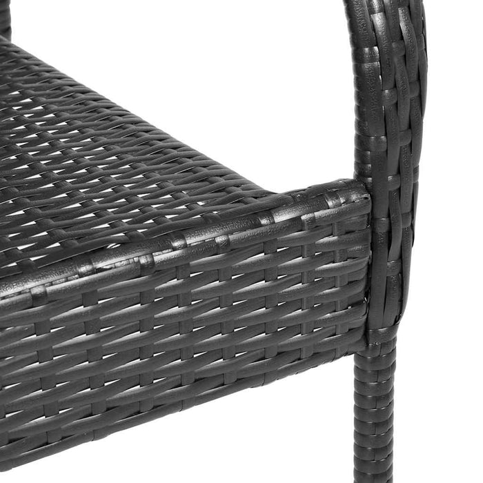 Sedie da Esterno Impilabili 2 pz in Polyrattan Nere 44238