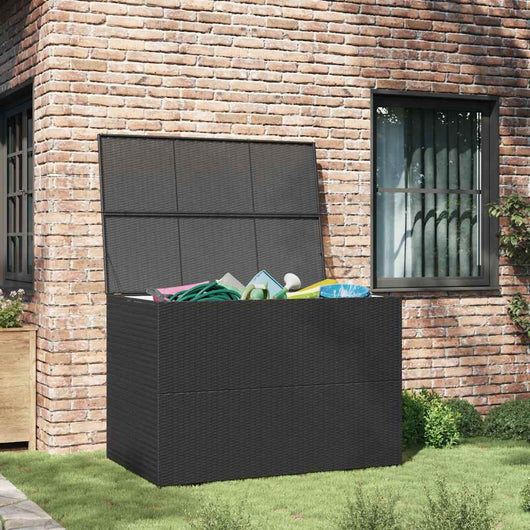 Baule da Giardino Nero 150x100x100 cm in Polyrattan 44245